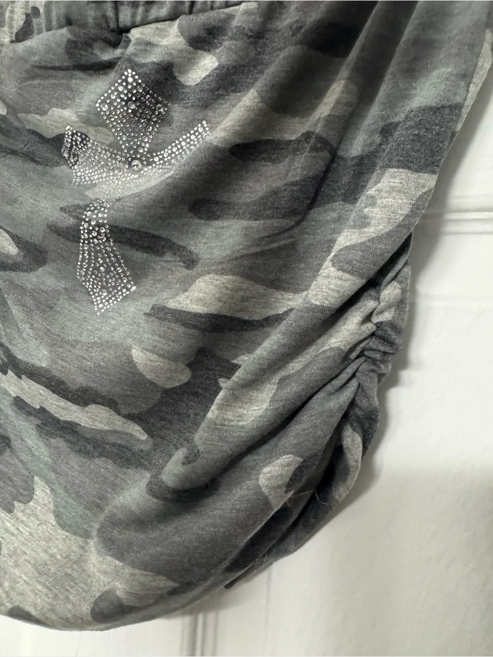 Y2K Gray TUBE Top with Rhinestone Cross